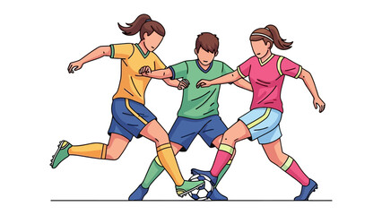 Soccer Players in Action: A dynamic illustration captures the intensity of a soccer match, with players skillfully vying for ball possession.
