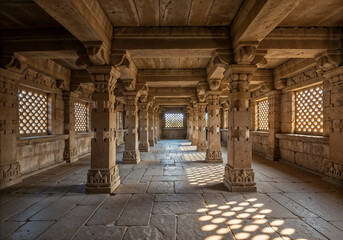 Ancient Stone Hall with Light