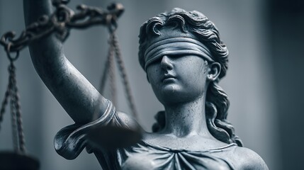 Fototapeta premium Lady Justice or Justitia statue with scales symbolizing law and fairness