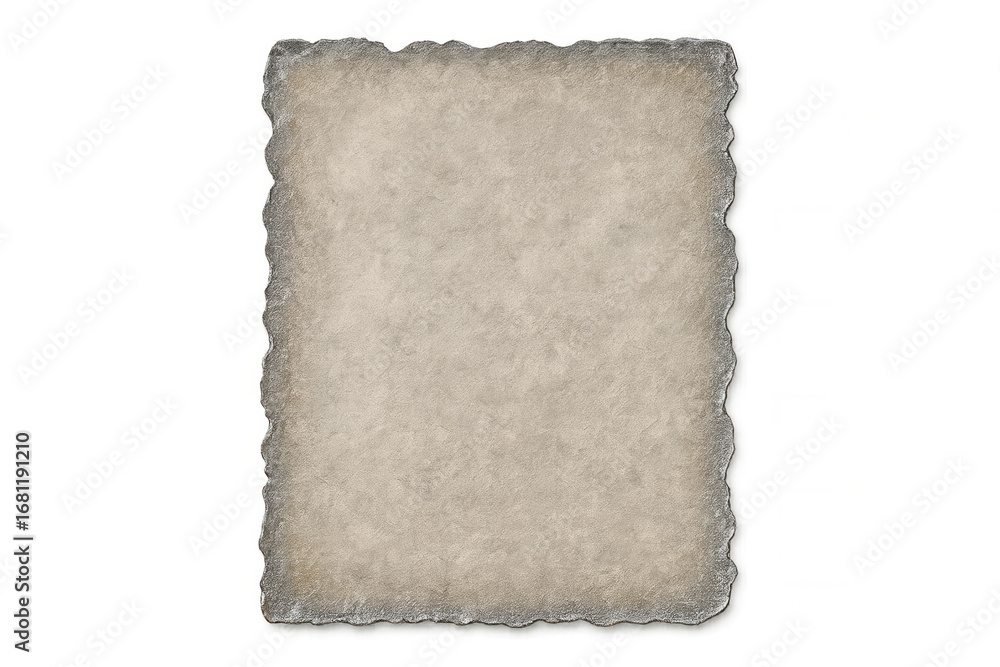 Poster blank old paper with burned edges isolated on transparent background, ideal for displaying messages 