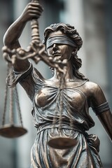 Obraz premium Lady Justice or Justitia statue with scales symbolizing law and fairness