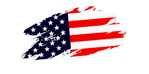 USA flag painted brush stroke isolated on transparent or white background 