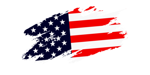 USA flag painted brush stroke isolated on transparent or white background 