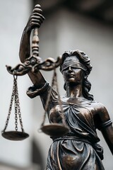 Lady Justice or Justitia statue with scales symbolizing law and fairness