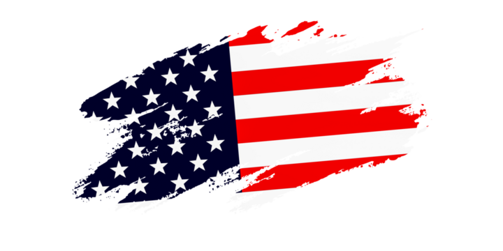 USA flag painted brush stroke isolated on transparent or white background 
