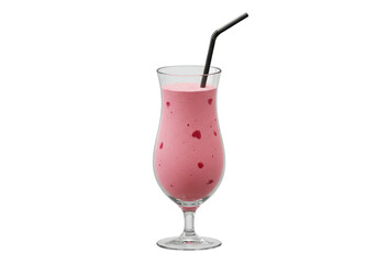 Isolated Strawberry Smoothie in a Glass with a Black Straw Drink Refreshing Tropical