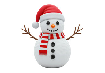 Isolated snowman dressed in festive holiday gear ready to celebrate the winter season