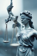 Lady Justice or Justitia statue with scales symbolizing law and fairness