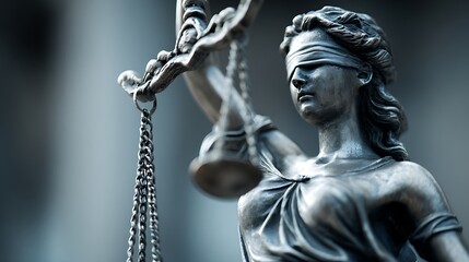 Lady Justice or Justitia statue with scales symbolizing law and fairness