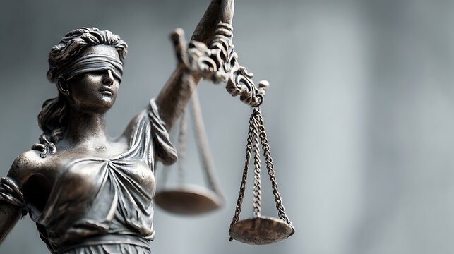 Lady Justice or Justitia statue with scales symbolizing law and fairness