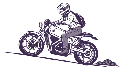 Urban motorcyclist on futuristic electric motorcycle.