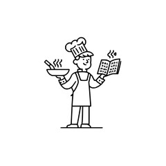 Chef cooking recipe illustration vector design for restaurant menu food blog and culinary website vector art 100