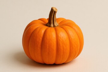 Obraz premium Miniature orange pumpkin with perfect round shape and natural stem ideal for autumn decoration and seasonal craft projects