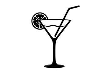 Isolated cocktail icon design vector graphic, martini glass with straw and lemon slice