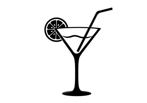 Isolated cocktail icon design vector graphic, martini glass with straw and lemon slice