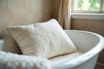Luxurious bathroom pillows add comfort and style to your spa-like oasis Perfect for relaxing soaks and ultimate pampering Enjoy the plush texture and elegant design , texture, elegant pillows