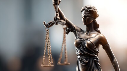 Lady Justice or Justitia statue with scales symbolizing law and fairness