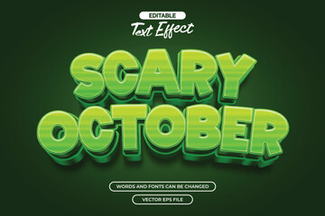 Scary october editable text effect with 3d green text effect