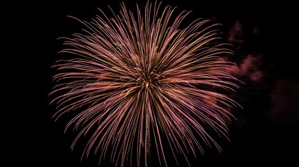 Night Sky Spectacle: A Pink and Gold Fireworks Display