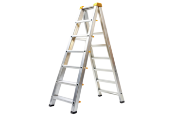 Durable and lightweight foldable step ladder in bright yellow and silver design for construction, maintenance, and DIY projects