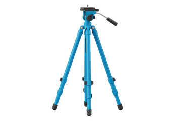 Isolated compact light blue tripod camera support lightweight equipment for photography