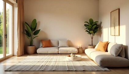 Serene home interior designed for meditation, featuring soft lighting, comfortable seating, and calming decor Perfect for relaxation and mindfulness practices , wood, bedroom, zen
