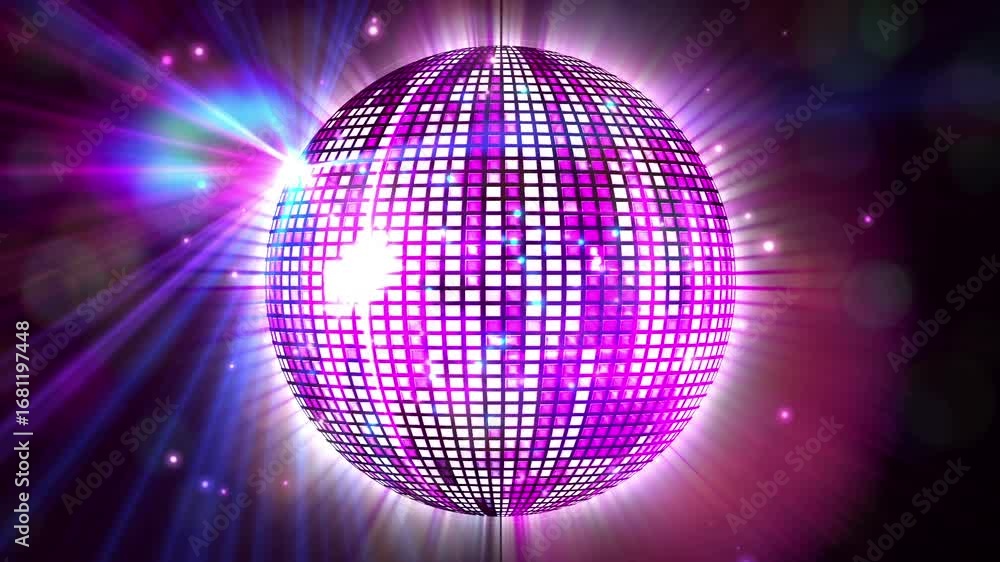 Poster animation of circles pulsating over rotating disco ball