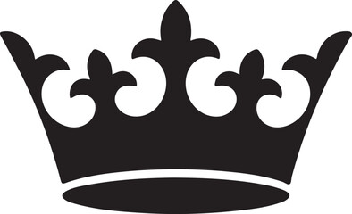 Crown black silhouette vector, Simple silhouette Design vector icon with white background