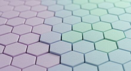 Soft pastel hexagonal pattern with gentle gradient transitioning from pink to blue to green