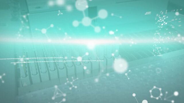 Animation of molecules over samples in laboratory