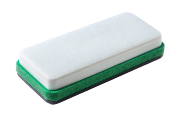 Whiteboard eraser isolated with green trim object for presentation and educational purposes transparent background