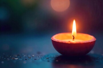 Close-up of a burning candle with a soft, ethereal glow, resembling a tranquil mind; perfect for meditation, mindfulness, or spiritual concepts , comfort, awareness, inspiration