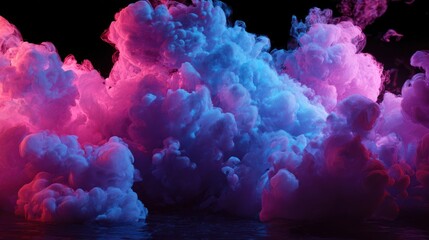 Fototapeta premium Abstract Colorful Ink Cloudscape: A Vivid Symphony of Pink and Blue Hues