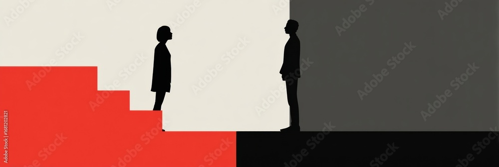 Aufkleber silhouetted figures on contrasting backgrounds create a striking visual representation of distance a