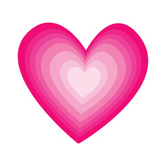 A pink heart with concentric layers of progressively lighter shades of pink filling the entire space