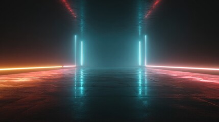 Neon Glow: Cyberpunk Corridor