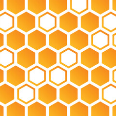 Geometric background. Hexagon shapes and outlines. Honeycomb orange gradient