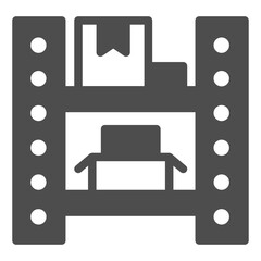 Shelves, warehouse pallet, boxes and goods solid icon, manufacture storage concept, factory package sign on white background, glyph style icon for mobile and web design. Vector graphics.