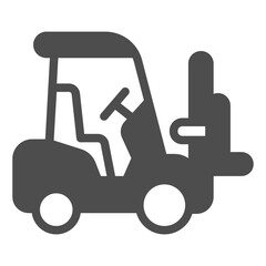 Forklift, warehouse truck solid icon, manufacturing logistic concept, lifting vehicle, transporting sign on white background, glyph style icon for mobile and web design. Vector graphics.