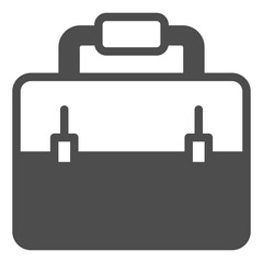 Briefcase with rivets and handle solid icon, businessman accessory concept, office suitcase sign on white background, glyph style icon for mobile and web design. Vector graphics.