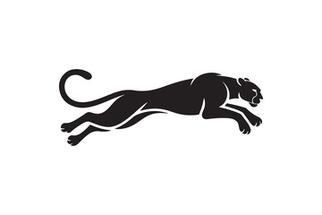 Leaping Panther Black Silhouette Vector Jumping Black Panther Logo Icon © Abdulla11