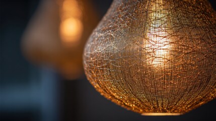 Intricate Golden Lamp Shades: Illuminated Interior Design