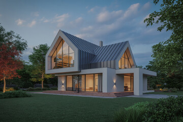energy-efficient smart home, modern technology integration, sustainable living, architectural photography