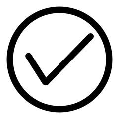 Black Checkmark in Circle Icon for Approval and Completion