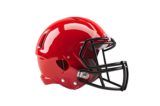 Red American football helmet mockup  on a transparent background