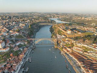 Obraz premium Skyline of Porto City, Portugal. Drone