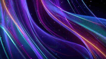 Abstract Neon Lightscape: Vibrant Hues and Glowing Curves