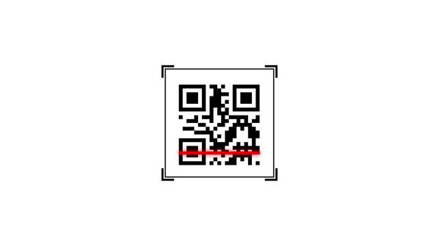 QR code animation. scan QR code motion.  QR code in a scanner with a laser beam. Digital Scanning the QR code 4k video.