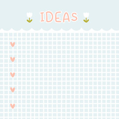 Cute kawaii template square vector frame. Cartoon hand-drawn doodle style. Perfect for stationery, design stickers for notes, notebook sheets, posts for social networks. Pastel palette.