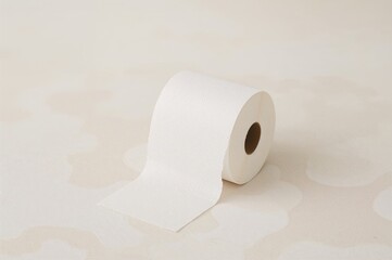 Roll of toilet tissue against a plain backdrop